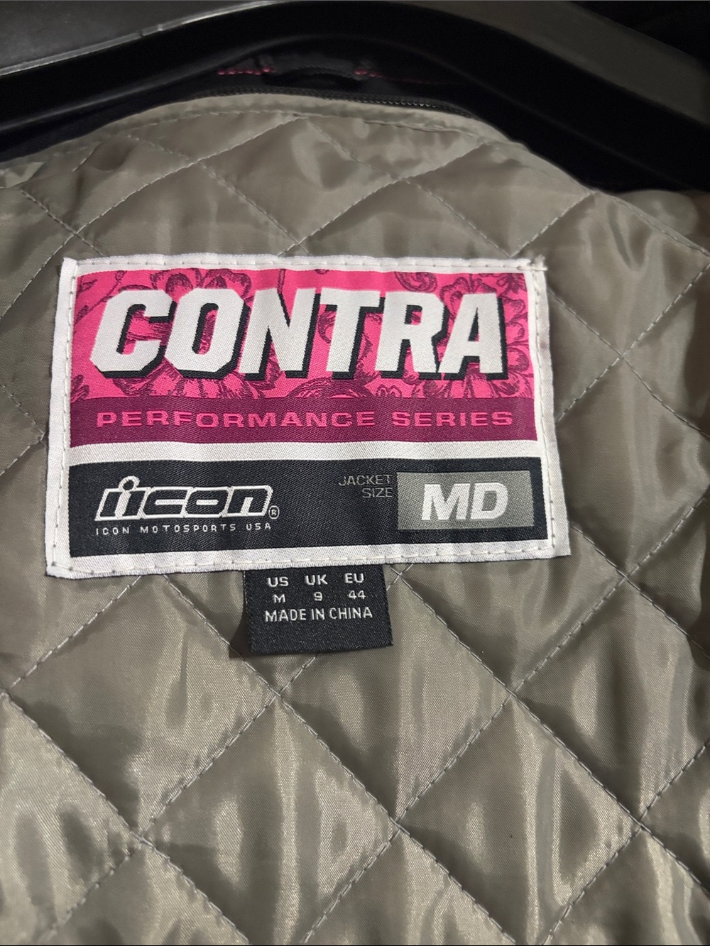 ICON Black Motorcycle Jacket with Pink Accents - Picture 2 of 3